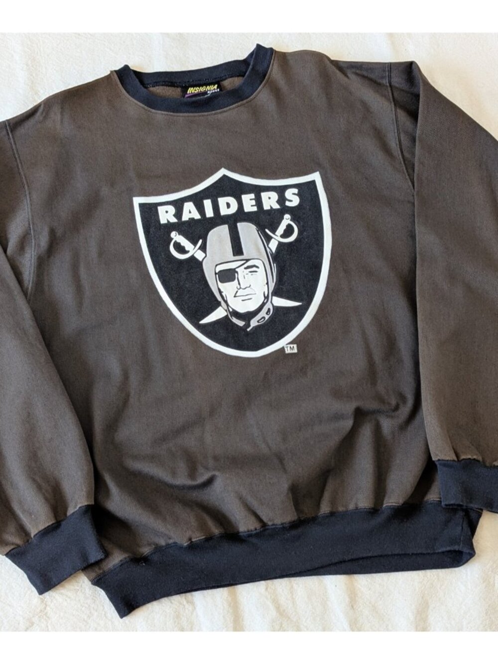 Vintage Oakland Raiders 90s Brown Cotton Twill Sweatshirt Insignia Sport USA XL